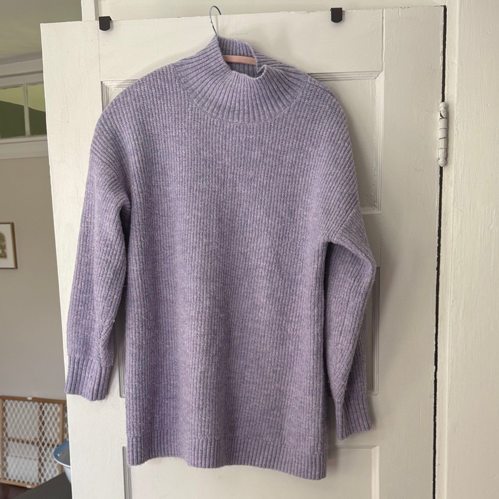 LOFT Lavender Ribbed Turtleneck Sweater